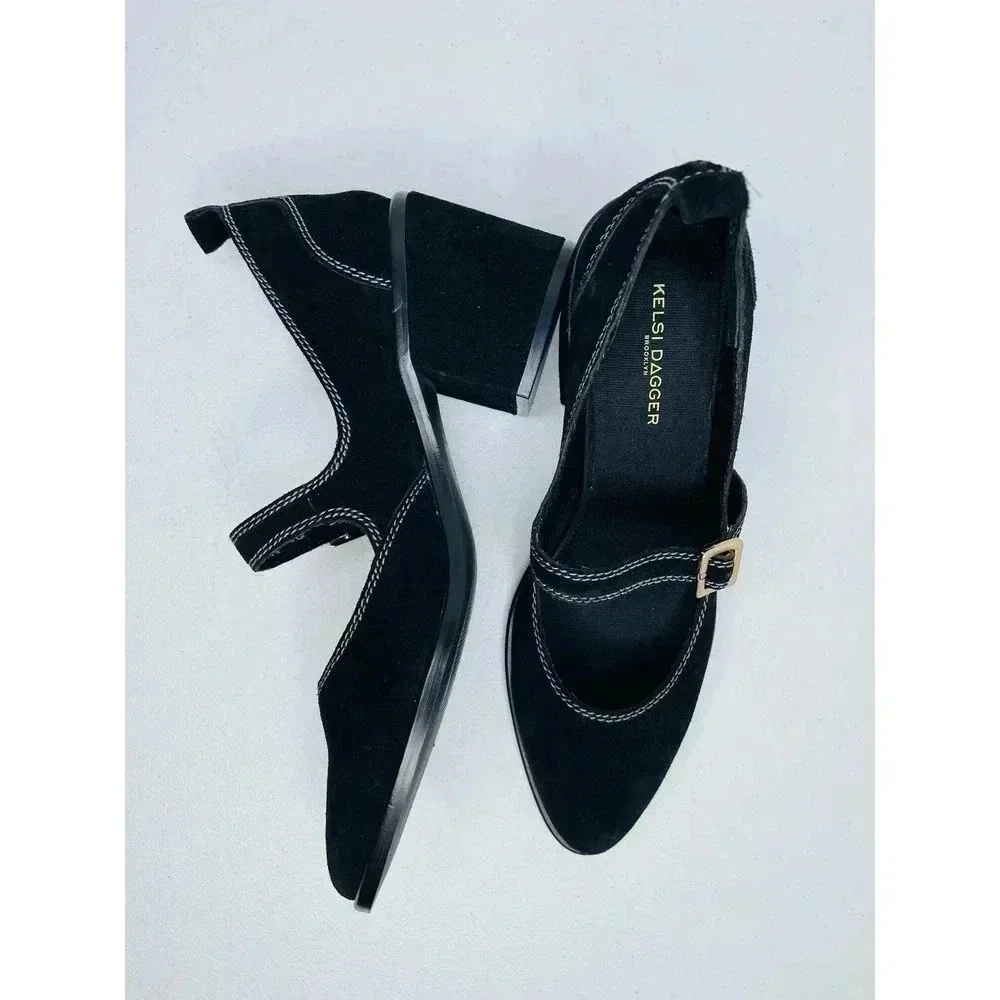 Kelsi Dagger Brooklyn Elm Mary Jane Suede Heels size 9.5 BlackNew - Picture 6 of 12